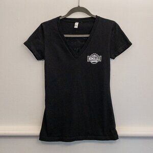 Honolulu Beerworks Black V-Neck Tee Women's Size Small Cotton Brewery Shirt